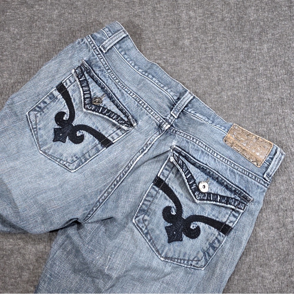 Helix Relaxed Boot Jeans Mens 36x30 Blue Distressed Y2K Grunge Bikercore